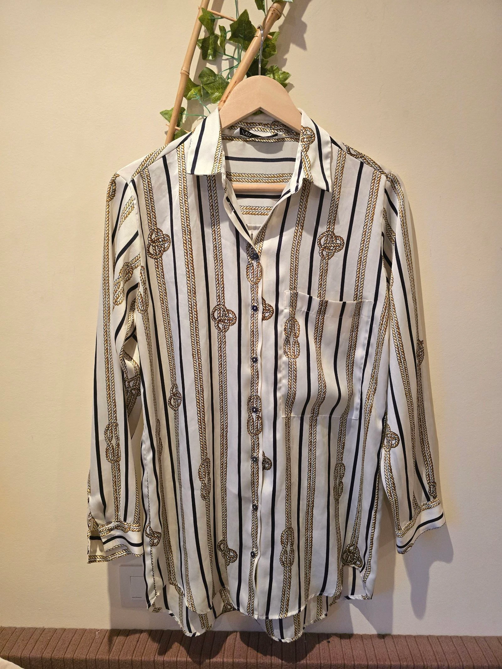 Camisa oversize estilo marinero de nudos de Zara-talla S